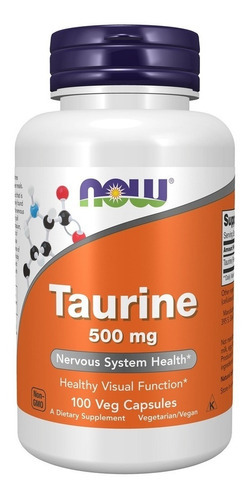 Taurina 500mg - 100 Capsulas  Marca Now Foods Sabor Taurine