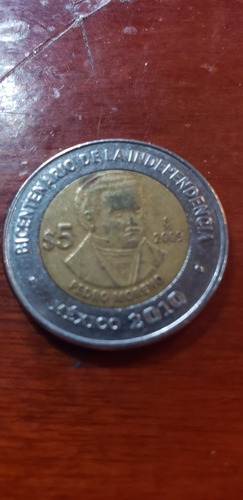 Moneda De 5 Pesos Del Bicentenario Independencia Dos Puntos