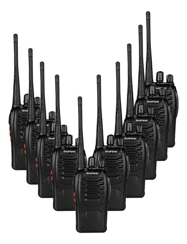 Kit 10 Walkie Talkie Radio Comunicador 888s Link Bits Bandas De Frecuencia 400-470mhz Color Negro