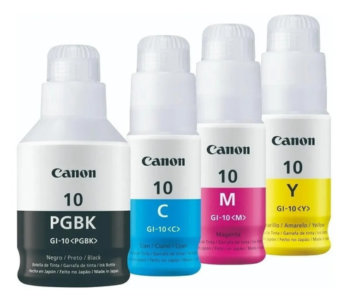 Combo Botellas De Tinta Original Canon Gi-10 Bk,y,c,m