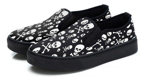 Tênis Slip-on Caveira Branca Desenho Promoção 