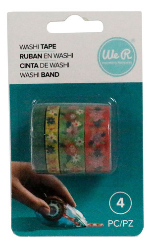 Kit De Washi Tapes Com 4 Unidades - We R Memory Cor Flowers