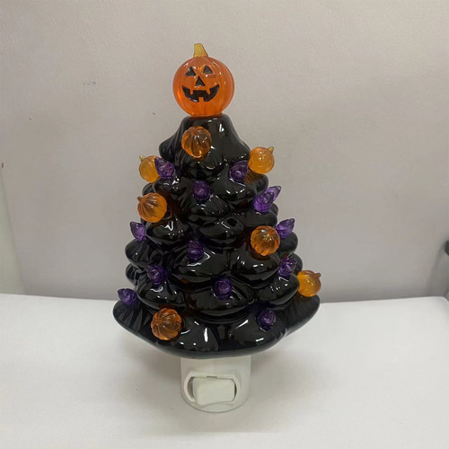 X Árbol De Halloween De Cerámica Led Para Escritorio, Diseño