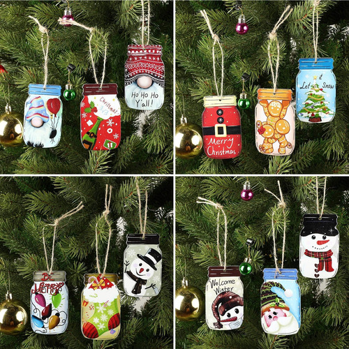 Jetec 24 Pcs Adornos De Árbol De Navidad De Madera Masón Jar