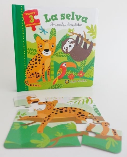 Libro Infantil - La Selva Animales Divertidos Con 3 Rompecabezas - Tapa Dura - El Gato De Hojalata