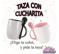 Comprar Taza Cerámica Con Cucharita Personalizada - Elige El Color