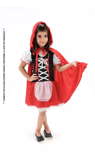 Vestido festa infantil da chapeuzinho vermelho e capa vermelha