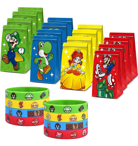 Super Bros Mario Party Supplies Favors 16 Piezas Super ...