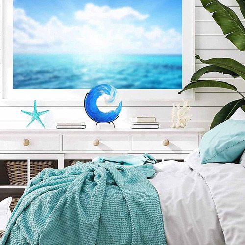 Arte De Adornos Azules Con Escultura Oceánica Para Decoració