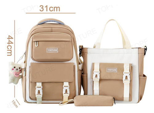 Juego Mochila Set 3 Alta Calidad Escolar Laptop Estudiante Linda Abeleza Ab-13 Color Rosa Claro