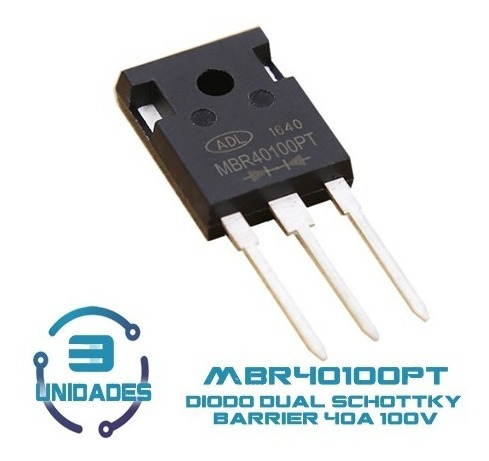 3 Unid Diodo Dual Schottky Barrier Mbr40100pt 40a 100v 