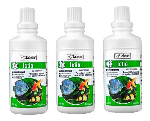 Labcon Ictio 100ml Alcon Anti-parasitas Peixe Kit 3 Uni Full