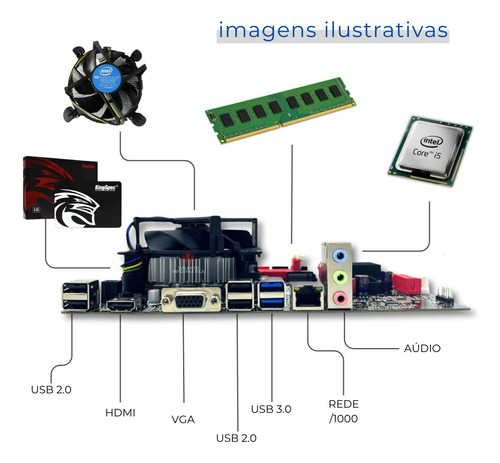 Kit I5 3470 + Placa H61 1155 + 16 Gb Ddr3 + Ssd 240 Gb