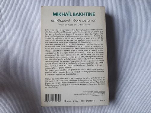 Imagen 2 de 8 de Esthetique Et Theorie Du Roman Mikhail Bakhtine Gallimard