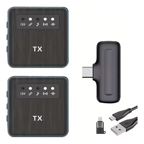 Microfono Dual Inalambrico X2 Usb Celular Receptor Tipo C