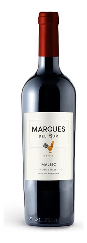 Botella De Vino Tinto Malbec Roble Marqués Del Sur 750ml