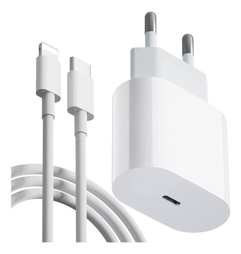 Carregador 20w Usb C + Cabo De Dados iPhone 7 8 11 12 13 14 Cor Branco