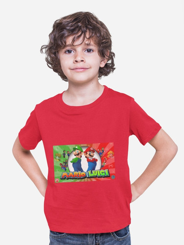 Polera Infantil Unisex Mario Bros Super Luiggi Estampado