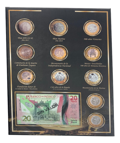 Álbum Para Monedas Y Billetes Conmemorativos De $20 Pesos