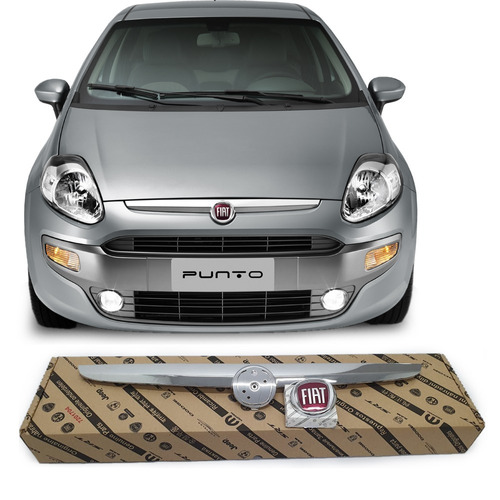 Moldura Grade Friso Cromada E Emblema Novo Original Fiat Punto Essence Attractive Sporting El 2013 A 2017 1.4 1.6 1.8