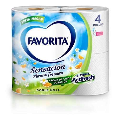 Imagen 1 de 3 de Confort Favorita Sensación Doble Hoja - 4 Rollos X 25 Metros