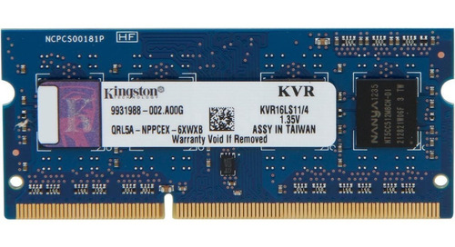 Memoria Ram Kingston Valueram Ddr3 4gb 1600mhz Cl11 Sodimm