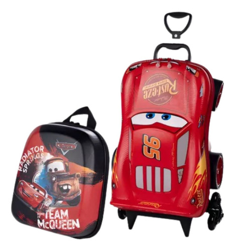 Kit Escolar Mala 3d Carros Mcqueen E Lancheira Disney