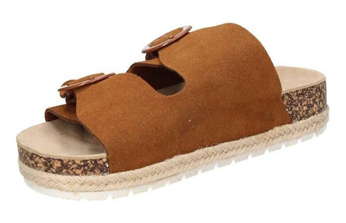Sandalia Cuero Casual Mujer Pollini G241 Camel