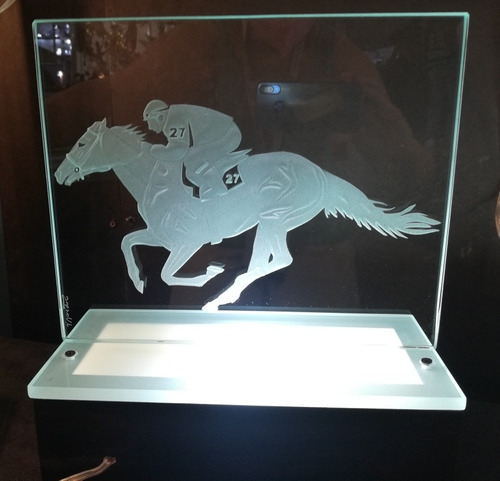 Lámpara De Caballo Race Horse Cristal Grabado Juan Vargas
