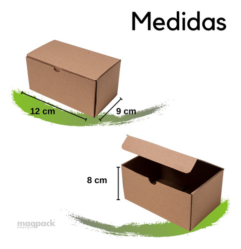 Imagen 2 de 4 de 50 Cajas De Cartón Microcorrugado Kraft 12x9x8 Cms 19009