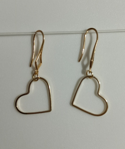 Aretes De Corazón En Baño De Oro Aretes Colgantes Moda C