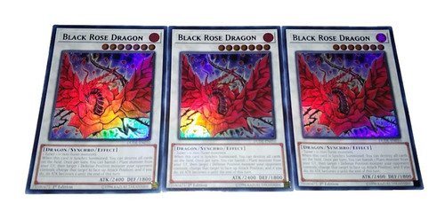 Yugioh - 3x Black Rose Dragon Dude-en010 Ultra Em Inglês