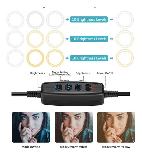 Aro Luz Anillo Led Tapa Mesa Usb 10 Pulgadas Cambio De Luz