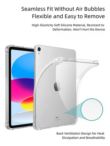 Funda Silicon Tpu Para Ipad 10th 11th A2696 A3354 Flexible Transparente