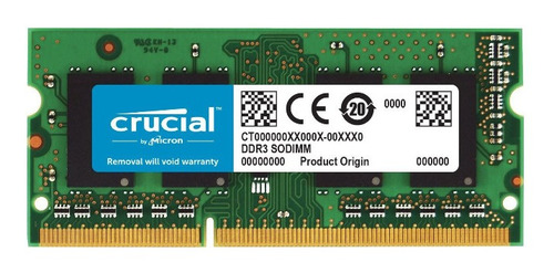 Imagen 2 de 3 de Memoria Ram Crucial 8 Gb Sodimm 12800 Ddr3l 1600 Mhz 1.35v