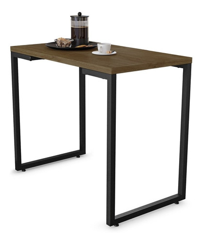 Mesa Multiuso Lanche Rápido Estilo Industrial 90cm Castanho Cor dos pés Preto