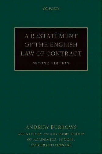A Restatement Of The English Law Of Contract, De Andrew Burrows. Editorial Oxford University Press, Tapa Blanda En Inglés