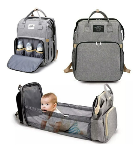 Imagen 4 de 10 de Bolso Pañalera Con Cambiador De Bebé Plegable