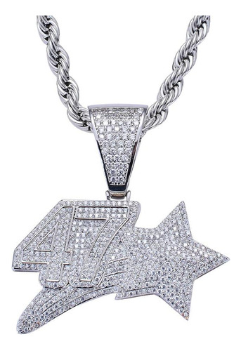 Kmasal Jewelry Men Hip Hop 47 Star Cz Carta Colgante Collar