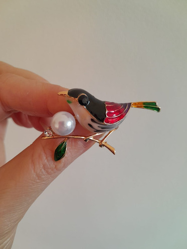 Prendedor Broche Aesthetic Cerezas. Charms Para Ropa. Verde Pájaro