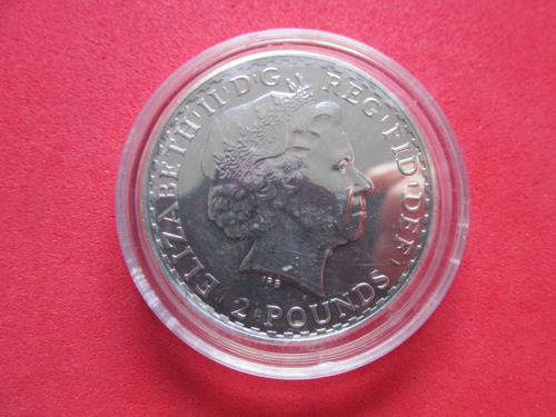 Moneda Inglaterra 2 Libras 1 Onza Plata Reina Isabel Ii 2014 (Usado)