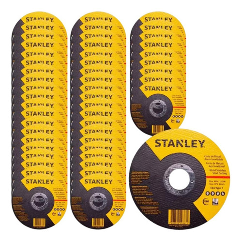 Kit 100 Discos Corte Ino X 4 1/2 X 1.0 X 7/8 Da Stanley