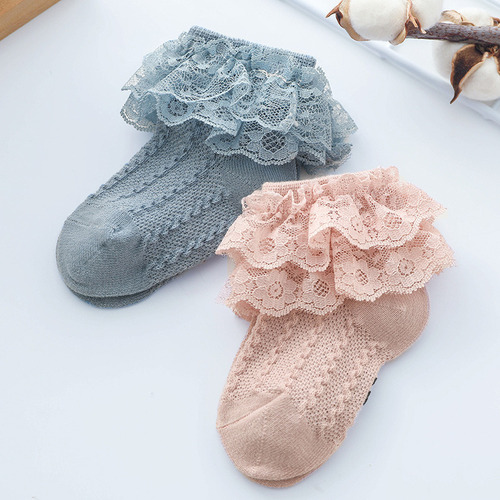 5 Pares De Calcetines De Encaje Con Volantes Para Niñas,