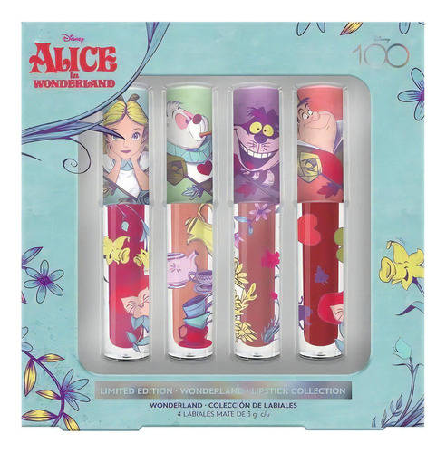 Kit Labiales Mate Colección Alicia In Wonderland Disney 100 Color Rojo