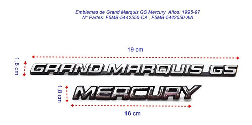 Emblemas Grand Marquis Gs Mercury