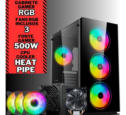 Computador Gamer completo 2Eletro RGB, Intel Core i5, 16GB RAM, SSD 1TB, Fonte 500W, Monitor 23" 75Hz, Kit Gamer completo - PG2E-1020RG