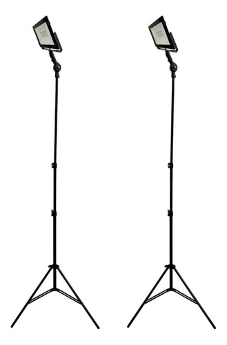 02 Tripé Reclinável C/ Holofote 50w  Refletor Iluminação Led