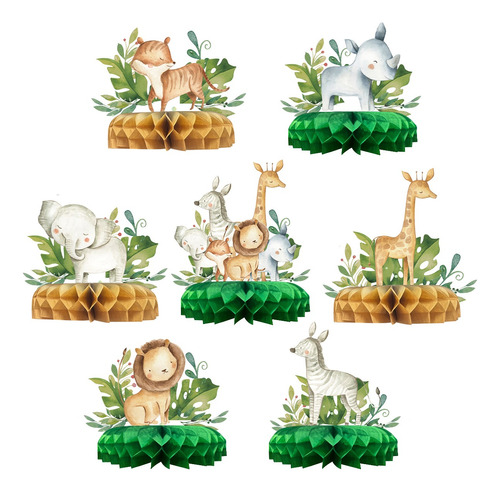 Centros De Mesa De Cumpleaños De Animales Jungla Decoración