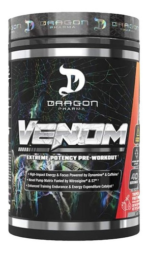 Pre Entreno Dragon Pharma Venom 40 Servs Extrema Potencia Sabor Tropical Fruit Punch