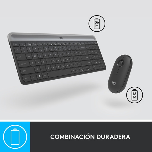 Kit Teclado Y Mouse Inalambrico Logitech Mk470 Grafito Negro